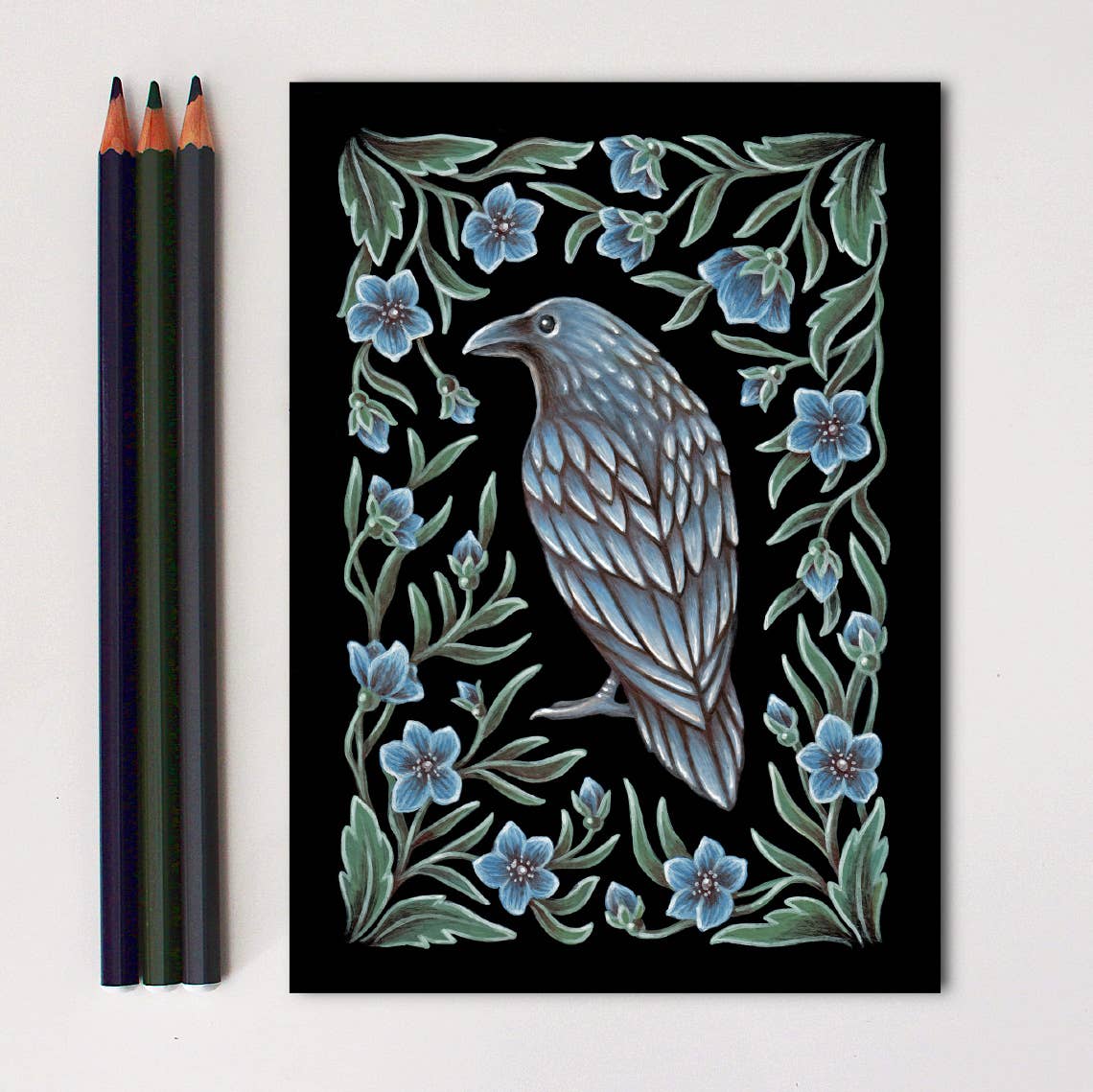 Raven Art Print Folk Decor: 5x7